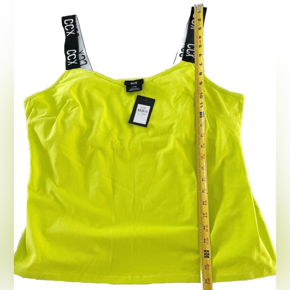 CCX By City Chic Tank Top Neon Yellow Athletic Womens Large Self Bra Black Strap - Picture 6 of 7